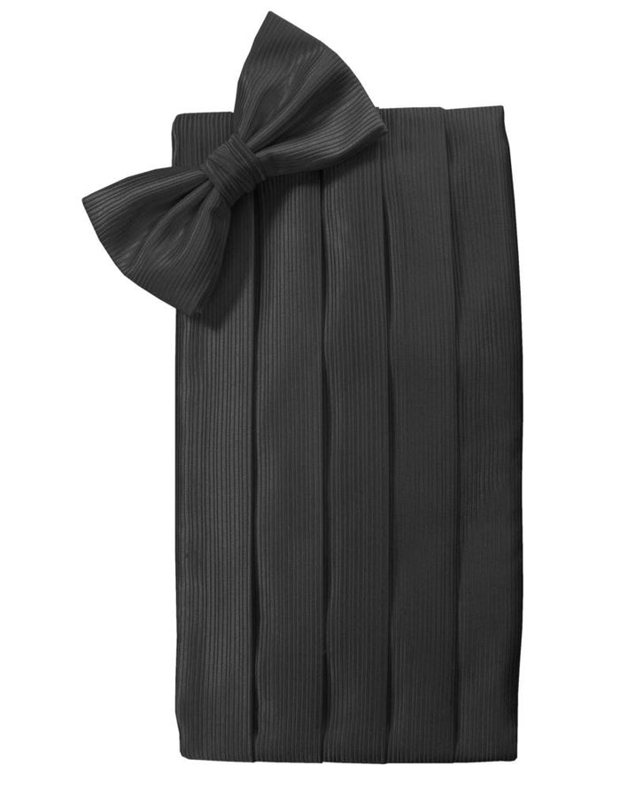 Black Faille Silk Cummerbund & Bow Tie Set