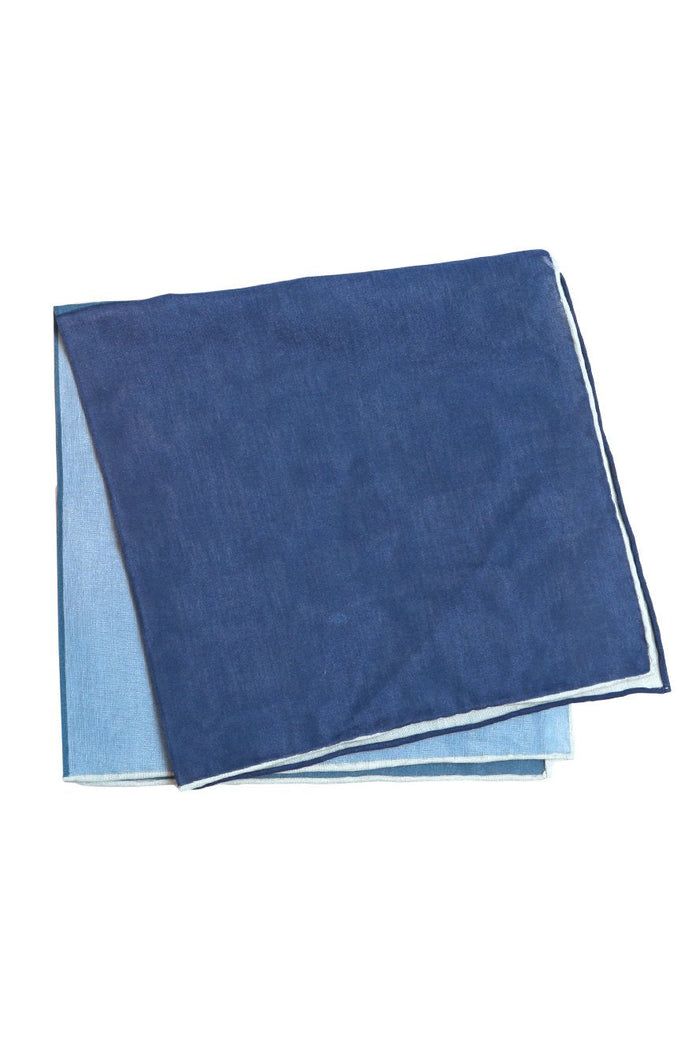 Blue Silk & Cotton Blend Quad Pocket Square