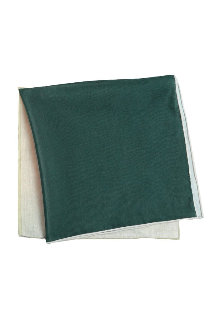 Green Silk & Cotton Blend Quad Pocket Square