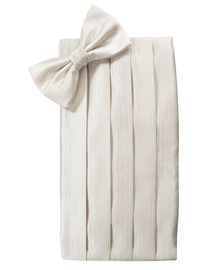 Ivory Faille Silk Cummerbund & Bow Tie Set