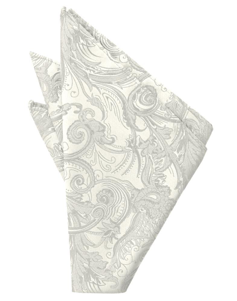 Ivory Paisley Silk Pocket Square