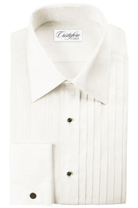 "Milan" Ivory Pleated Laydown Tuxedo Shirt