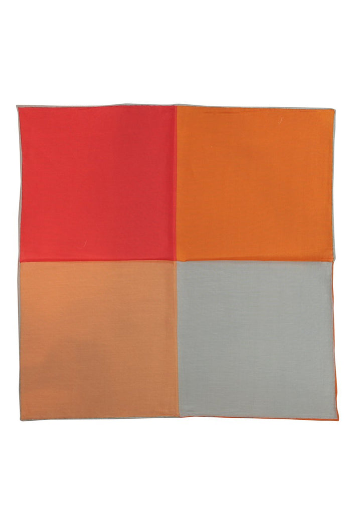 Orange Silk & Cotton Blend Quad Pocket Square