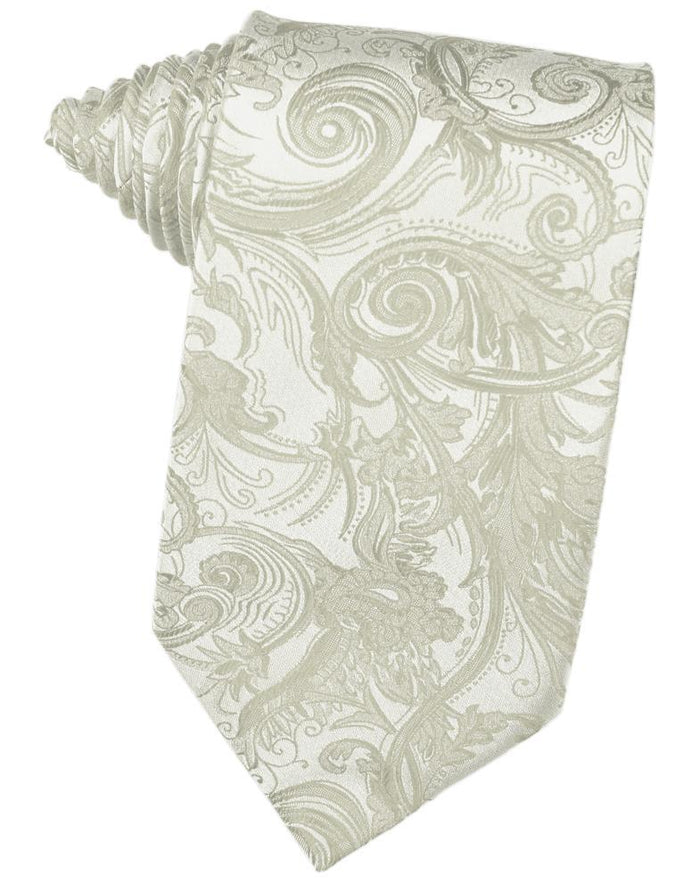 Platinum Paisley Silk Necktie