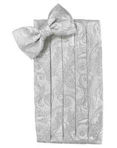 Platinum Tapestry Silk Cummerbund & Bow Tie Set