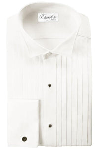 "Roma" Ivory Pleated Wingtip Tuxedo Shirt