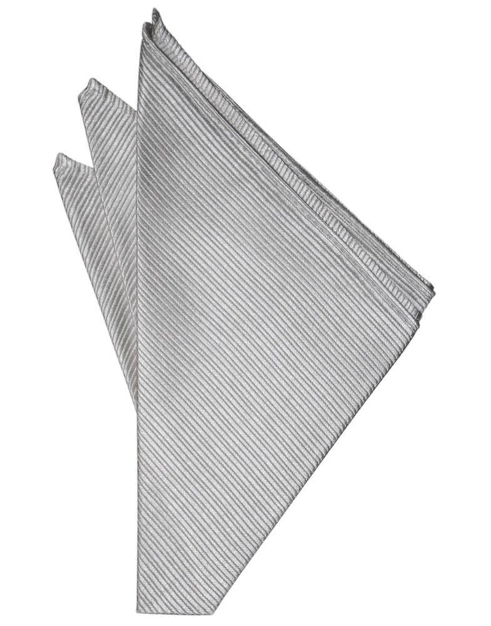 Silver Faille Silk Pocket Square