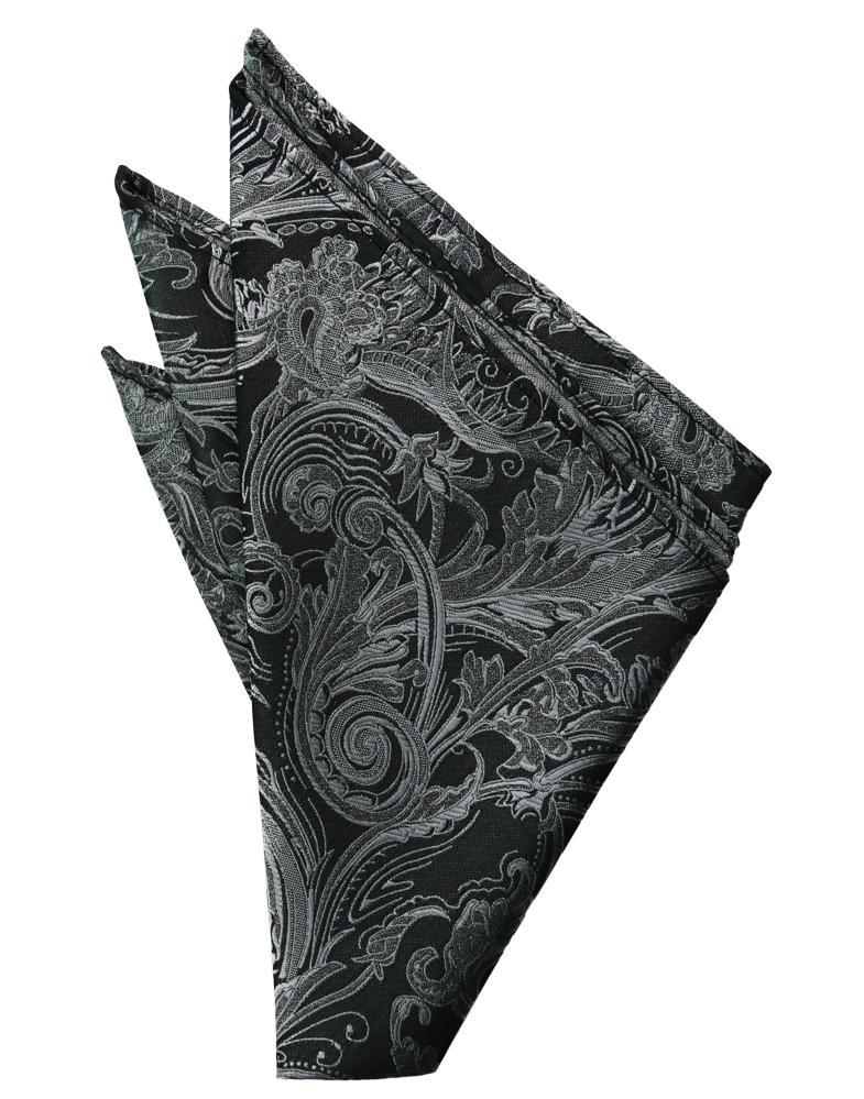 Silver Paisley Silk Pocket Square