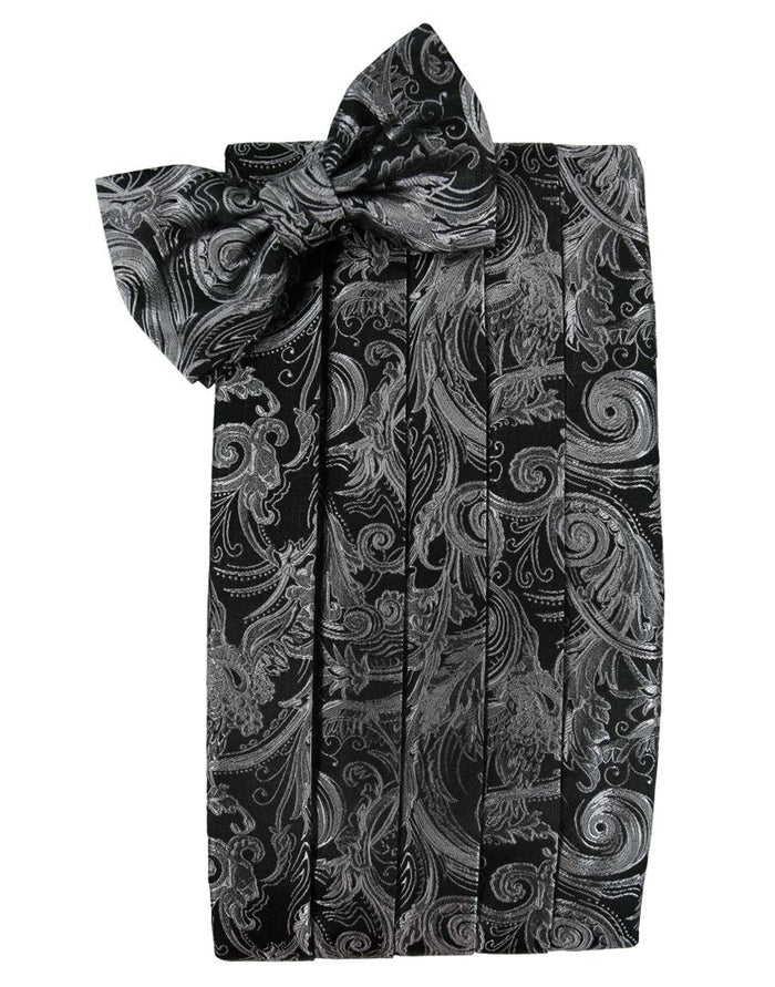 Silver Tapestry Silk Cummerbund & Bow Tie Set