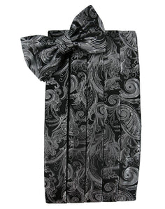 Silver Tapestry Silk Cummerbund & Bow Tie Set