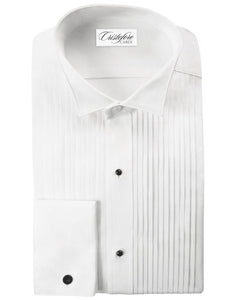 "Verona" White Pleated Wingtip Tuxedo Shirt