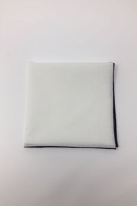 White Cotton with Black Border Pocket Square