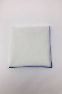 White Cotton with Royal Blue Border Pocket Square