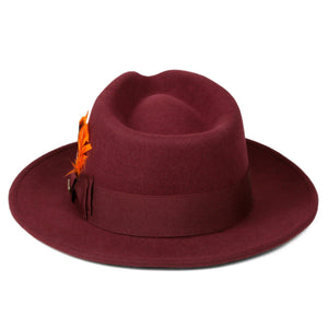 Burgundy Fedora 100% Australian Wool Crushable Hat