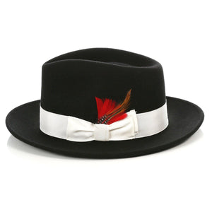 Black & White Fedora 100% Australian Wool Crushable Hat