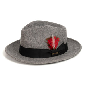 Crushable Grey Melange 100% Australian Wool Fedora Hat - Ferrecci USA 