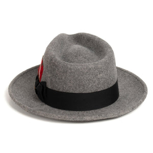 Grey Melange Fedora 100% Australian Wool Crushable Hat