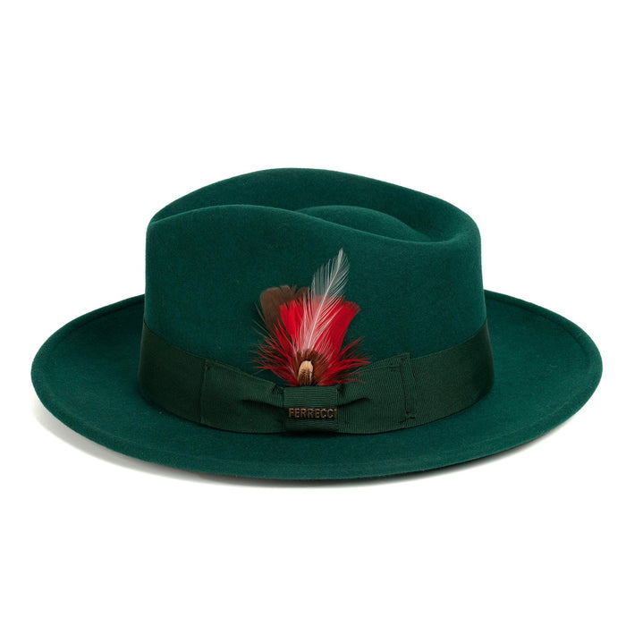 Hunter Green Fedora 100% Australian Wool Crushable Hat