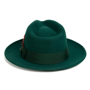 Hunter Green Fedora 100% Australian Wool Crushable Hat