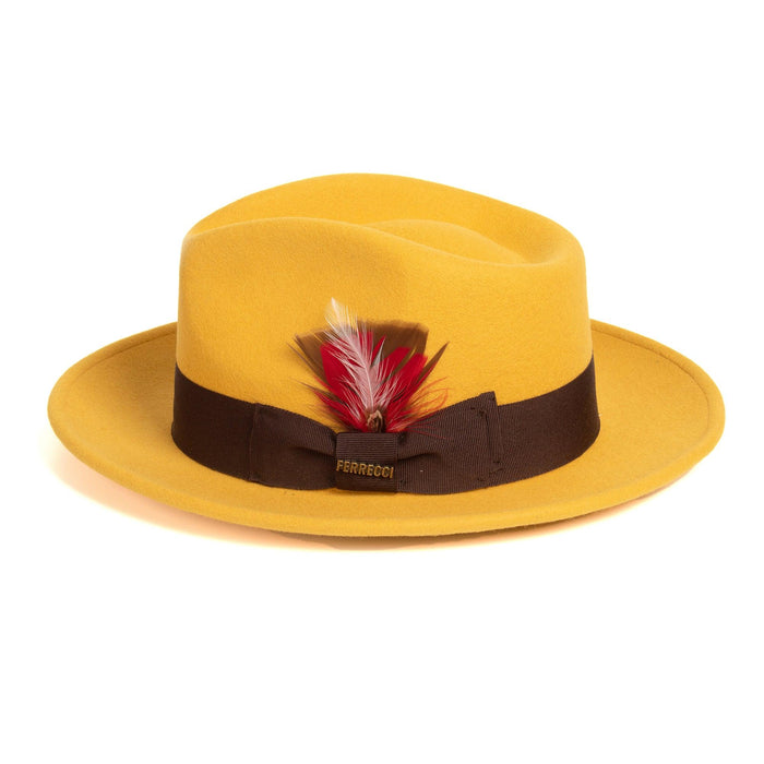 Mustard Fedora 100% Australian Wool Crushable Hat