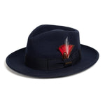 Crushable Navy 100% Australian Wool Fedora Hat - Ferrecci USA 