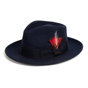 Crushable Navy 100% Australian Wool Fedora Hat - Ferrecci USA 