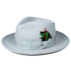 Crushable Sky Blue 100% Australian Wool Fedora Hat - Ferrecci USA 