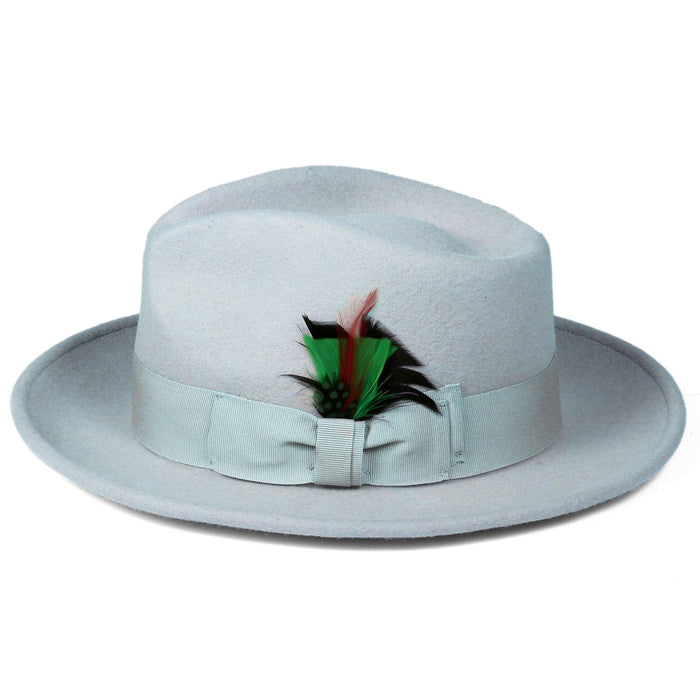 Sky Blue Fedora 100% Australian Wool Crushable Hat
