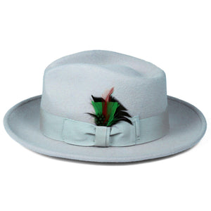 Sky Blue Fedora 100% Australian Wool Crushable Hat
