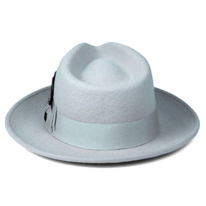 Sky Blue Fedora 100% Australian Wool Crushable Hat
