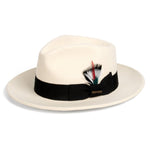Crushable White/Black 100% Australian Wool Fedora Hat - Ferrecci USA 