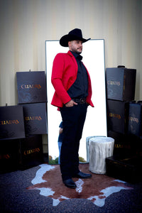 Men's Western Red Blazer Slim Fit Shiny Finish Sport Coat for Weddings, Prom & Special Events