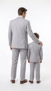 Dad and Son Suit – Father and Son Matching Light Gray 3-Piece Wedding Suits in Very Light Grey - Silver Ash Color