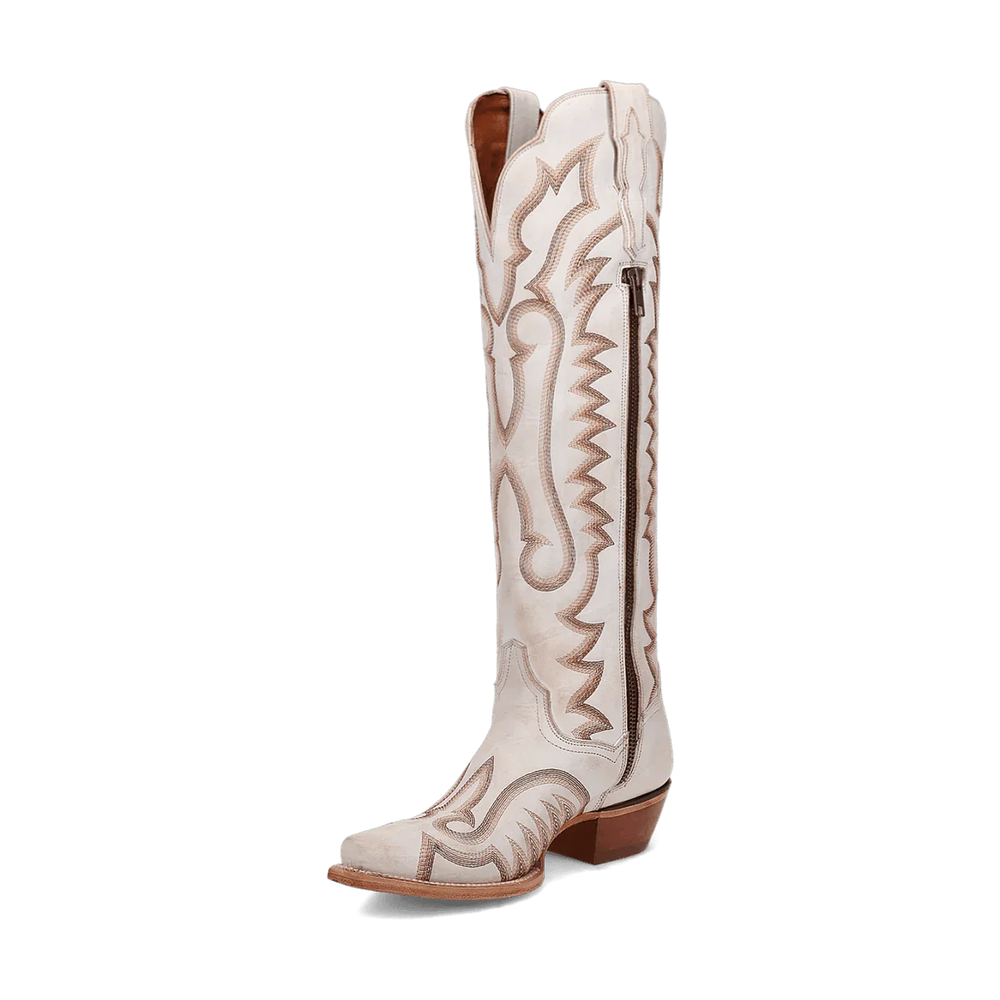Dan Post Women's Josie Snip Toe Leather Tall Boots - White