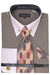 Daniel Ellissa Men's Beige Houndstooth Dress Shirt Set w/ Contrast Collar & French Cuffs - USA Men's Outlet