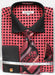 Daniel Ellissa Men's Black & Coral French Cuff Shirt & Tie Set w/ Lattice Collar Contrast - USA Men's Outlet