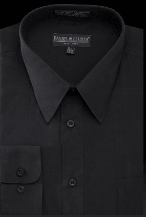 "Daniel Ellissa Men's Black Dress Shirt: Regular Fit Slim Style" - USA Men's Outlet