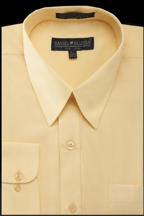 "Daniel Ellissa Men's Canary Yellow Regular-Fit Basic Dress Shirt" - USA Men's Outlet