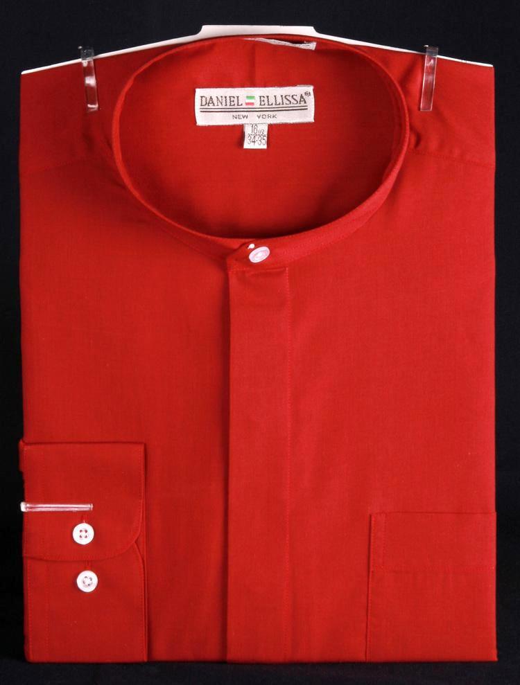 Daniel Ellissa Men's Classic Red French-Front Dress Shirt - Banded Collar - USA Men's Outlet