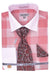 Daniel Ellissa Men's Coral Pink Picnic Plaid Dress Shirt Set w/ Contrast Collar & French Cuffs - USA Men's Outlet