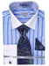 Daniel Ellissa Men's Double Stripe French Cuff Dress Shirt - Blue Collar/White Cuff - USA Men's Outlet