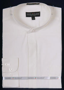 Daniel Ellissa Men's Ivory Classic French Dress Shirt w/ Banded Collar - USA Men's Outlet