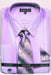 Daniel Ellissa Men's Lavender Tonal Stripe Dress Shirt, Tie & Hanky Set - USA Men's Outlet