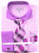 "Daniel Ellissa Men's Lilac Check French Cuff Shirt & Tie Set: Classy Contrast-Collar Spread for Confident Styling" - USA Men's Outlet