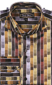 Daniel Ellissa Men's Luxe Gold Tonal Stripe Regular Fit Sports Shirt - USA Men's Outlet