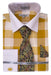 Daniel Ellissa Men's Mustard Yellow Plaid French Cuff Dress Shirt Set - USA Men's Outlet