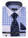 Daniel Ellissa Men's Plaid Dress Shirt Set: Contrast Collar French Cuffs in Light Blue - USA Men's Outlet