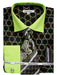 Daniel Ellissa Men's Printed French Cuff Dress Shirt & Tie Set - Black & Green - USA Men's Outlet