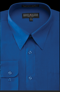 "Daniel Ellissa Men's Reg. Fit Basic Royal Blue Dress Shirt" - USA Men's Outlet