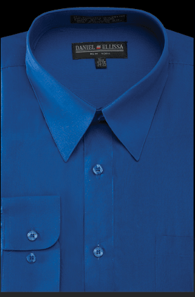 "Daniel Ellissa Men's Reg. Fit Basic Royal Blue Dress Shirt" - USA Men's Outlet